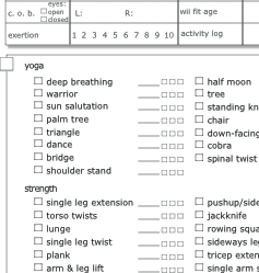 Wii Fit log partial view